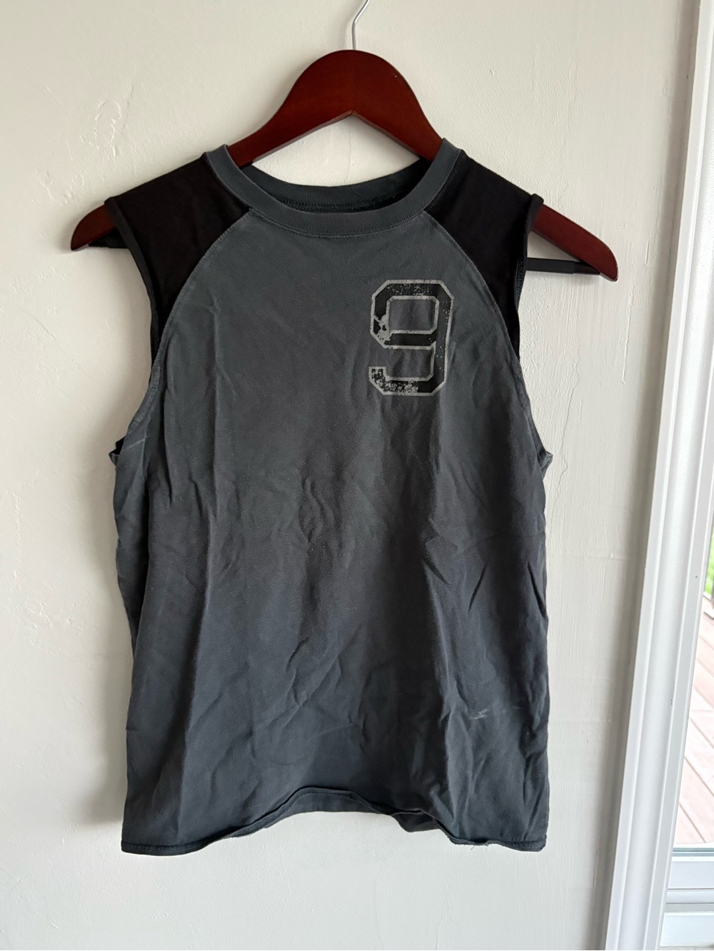 Old Navy Gray and Black Boys' Athletic Number Tank